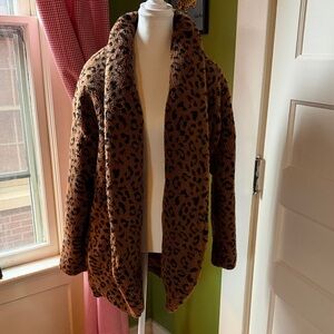 Leopard Print Faux Fur Teddy Short Coat
